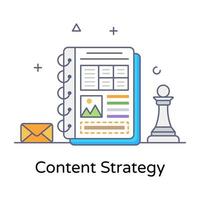 Editable flat outline design of content strategy vector