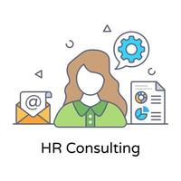 Flat outline vector of hr consulting, editable design