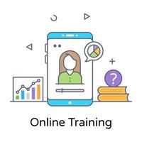 A flat outline vector of online training