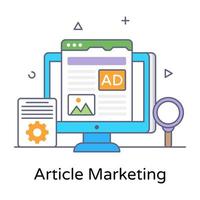 A finest flat outline icon of article marketing vector