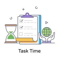 Task time icon, clipboard paper with sandglass vector