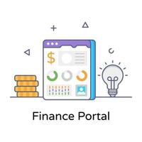 Finance portal website in flat outline vector