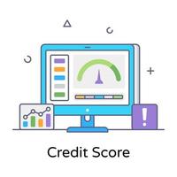 Flat outline vector of credit score in editable design