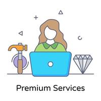 icono de servicio premium en diseño plano vector