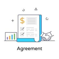 Flat outline vector of business agreement