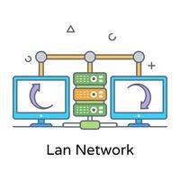 icono editable plano conceptual de la red lan vector