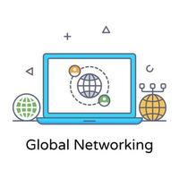 Global networking in flat conceptual icon, editable vector