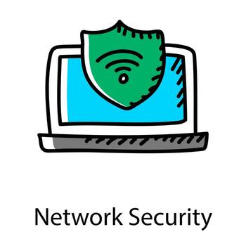 Wifi signals inside shield, network security icon vector