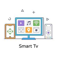 Smart tv flat outline icon, editable vector