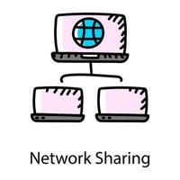 Trendy flat design of network sharing icon vector