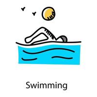 icono dibujado a mano de natación, vector editable