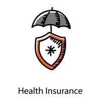 Health insurance in doodle editable icon, vector