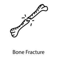 Bone fracture doodle trendy editable icon vector