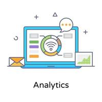 Online data analytics icon in flat outline style vector