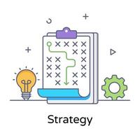 Flat outline design icon of strategy vector