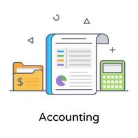 Business document with number cruncher, accounting icon vector