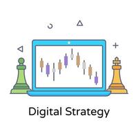 Editable flat outline design of digital strategy icon vector