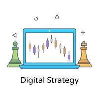 Editable flat outline design of digital strategy icon vector