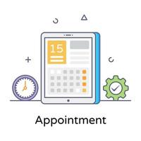 An appointment icon, flat outline concept vector