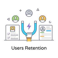 Flat outline vector of user retention, premium download