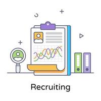 A process of recruiting in flat editable vector