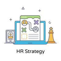 Flat outline vector of hr strategy, editable design