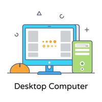 Desktop computer flat conceptual icon, editable vector