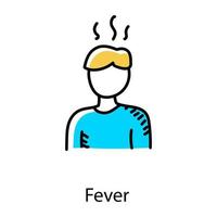 Fever doodle icon, editable vector