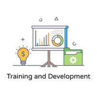 A concept icon of training development in flat line style vector
