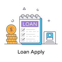 A report of a loan apply with terms, flat outline vector