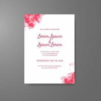 Wedding invitation with abstract watercolor background vector