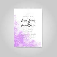 Wedding invitation with abstract watercolor background vector