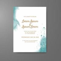 Wedding invitation with abstract watercolor background vector