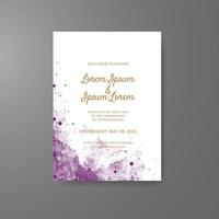 Wedding invitation with abstract watercolor background vector