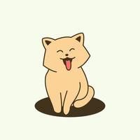 Cute Little Cat Smiling Sit Adorable Kitten Cartoon vector