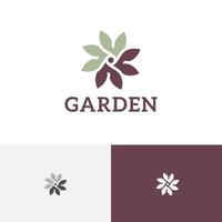 jardín flor floristería naturaleza simple moderno logotipo plantilla vector