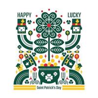 St. Patrick day gnomes with festive elements.folk leprechauns pattern vector illustration