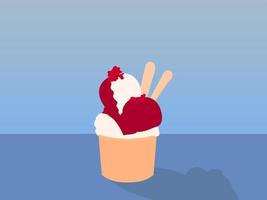 Strawberry ice cream with extra strawberries on top vector