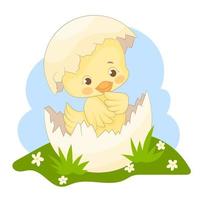 Easter duckling born from an egg vector