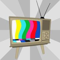 Old vintage TV with colorful glitch screen. old tv with adjustment color bars vector