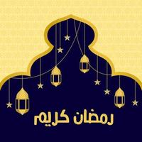hermosa tarjeta de felicitación ramadan kareem, caligrafía árabe. la traducción es ramadán kareem vector