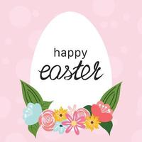 Happy Easter template with flowers and Easter egg on the background. For cards, banners, flyers, advertisements. vector