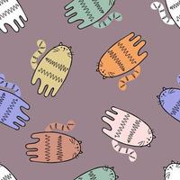 Doodle seamless pattern with multicolored tigers. vector