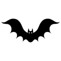 Bat vector icon. Isolated illustration on a white background. Black silhouette of a predator. Hand-drawn doodle. Night bloodsucker. Halloween print. The beast is in flight. Monochrome, flat style.