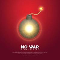 Stop war background with Explosion Bomb. Realistic Explosion bomb with shinny sunburst. stop war sign concept icon. No more war design vector illustration