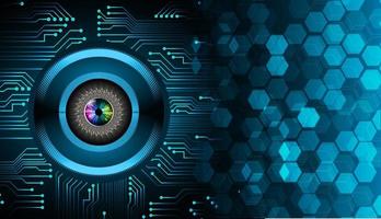 Blue eye cyber circuit future technology concept background vector