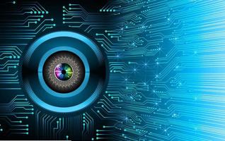 Blue eye cyber circuit future technology concept background vector