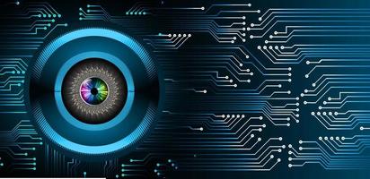 Blue eye cyber circuit future technology concept background vector