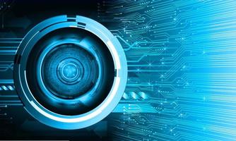 Blue eye cyber circuit future technology concept background vector