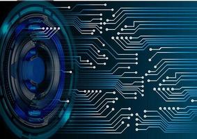 Blue eye cyber circuit future technology concept background vector